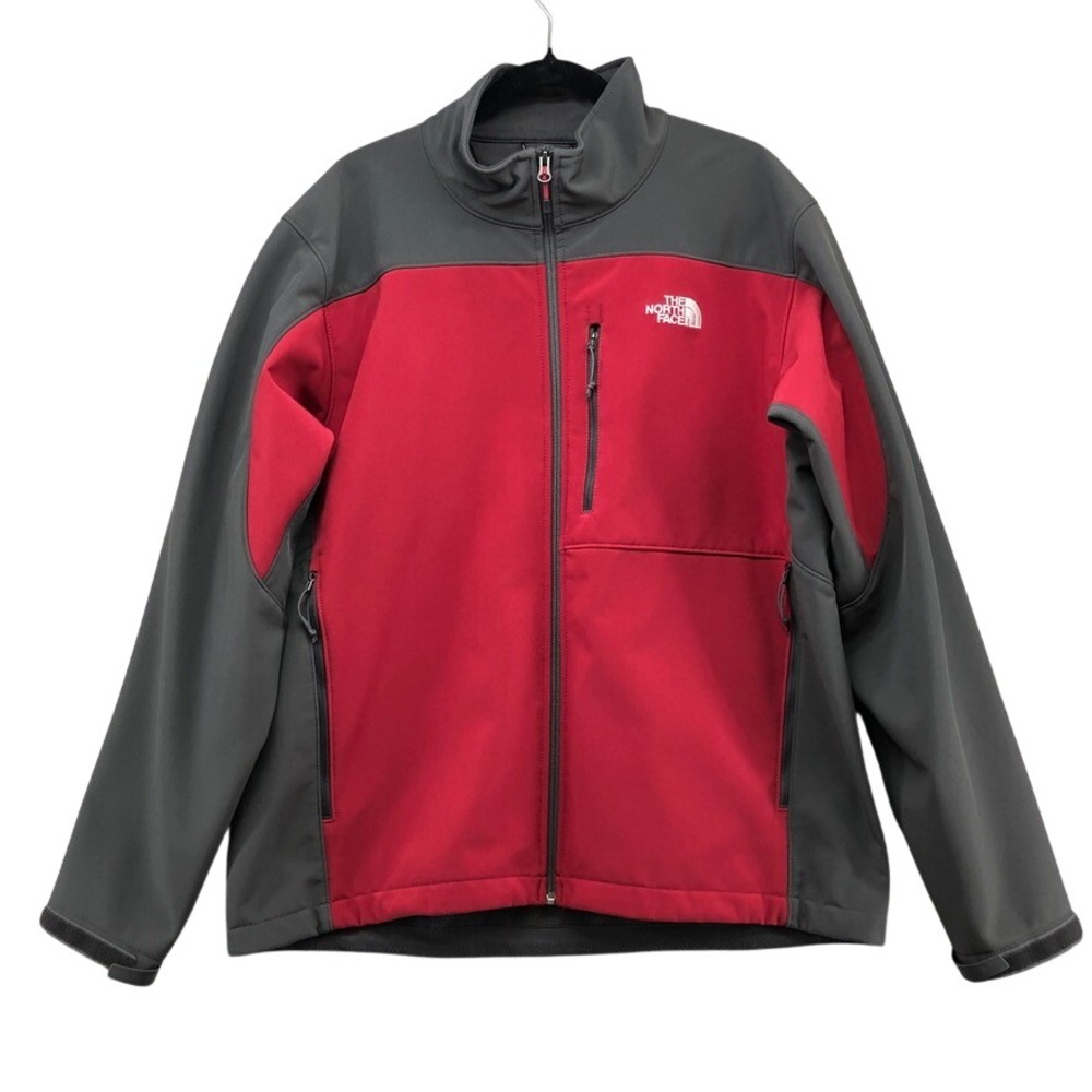 The North Face Apex Bionic Jacket Mens XL Red Grey Softshell Full Zip Hiking